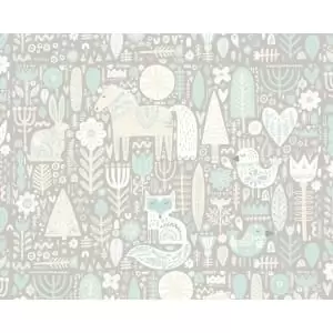 Image of Origin Murals Scandi Forest Animals Grey Wall Mural - 3 x 2.4m