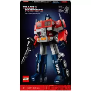 image of LEGO Icons Optimus Prime, Transformers Robot Model Set (10302)