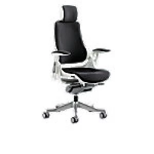 Image of Executive Chair Zure White Frame Black Fabric With Arms With Headrest