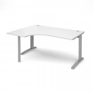 Image of TR10 Left Hand Ergonomic Desk 1600mm - Silver Frame White Top