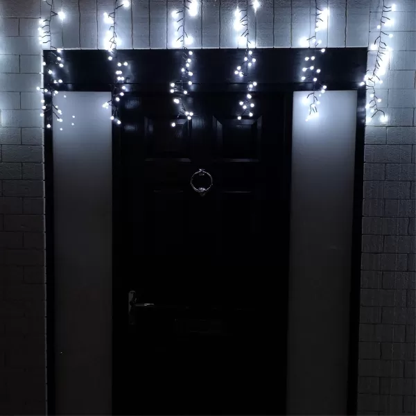 Image of 4.8m Multi Function Frosted White LED Cluster Curtain Lights Christmas Decorations with Timer