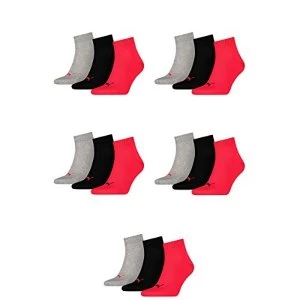 Puma Quarter Training Socks (3 Pairs) 2.5-5 Pink/Grey/Charcoal