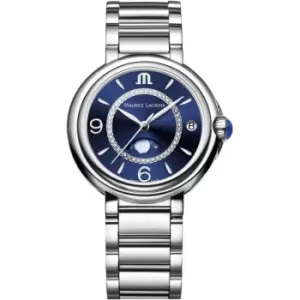 image of Ladies Maurice Lacroix Fabia Diamond Moonphase Blue and Silver Swiss Watch