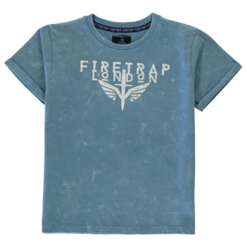 Image of Firetrap Acid Wash T Shirt Junior Boys - Blue Wash