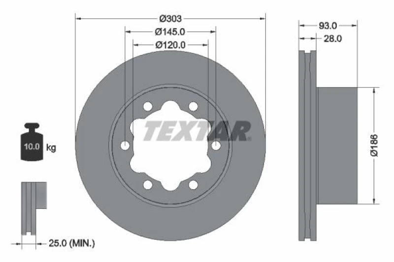 Image of Brake disc TEXTAR 93143400