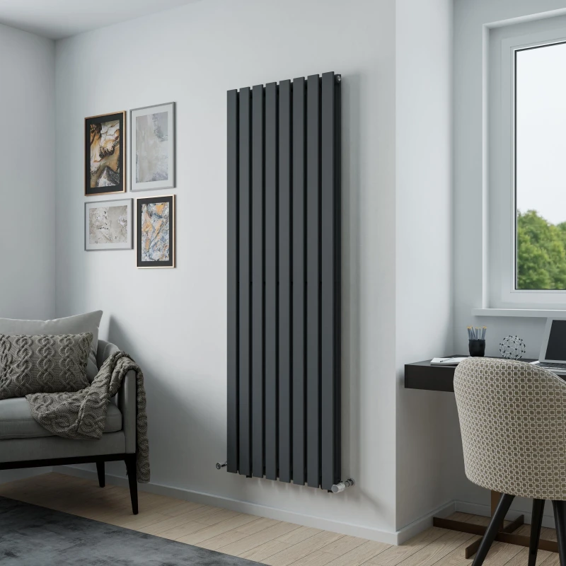 Image of Agadon Lola Duplex Designer Panel Radiator in Dark Grey Size: 1800mm x 372mm Dark Grey Unisex 1800mm x 372mm