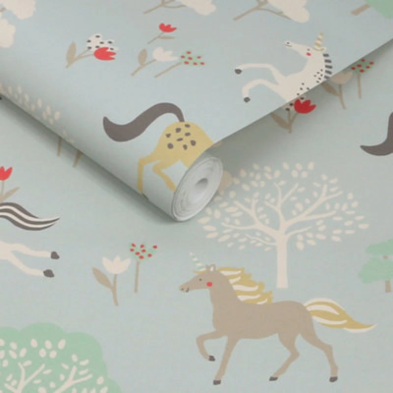 Image of Sophie Allport Forest Ponies Witham Blue Wallpaper
