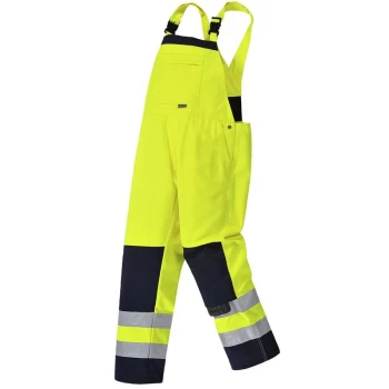 image of TX72YNRXL - sz XL Girona Hi-Vis Bib & Brace - Yellow/Navy - Portwest