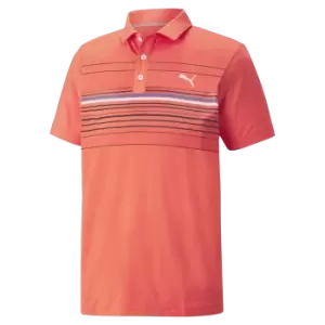 Image of Puma 2022 Mattr Canyon Polo - Hot Coral/Bright Cobalt - L