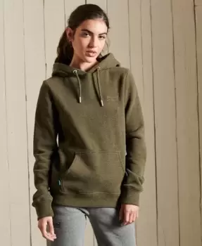 Image of Superdry Womens Vintage Logo Embroidered Hoodie Khaki / Olive Marl - Size: 12