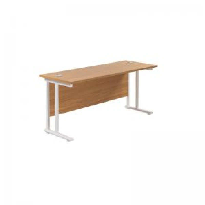 Image of Jemini Rectangular Cantilever Desk 1600x600x730mm Nova Oak/White KF806523