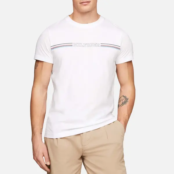 Image of Tommy Hilfiger Striped Slim Fit Cotton T-Shirt - L