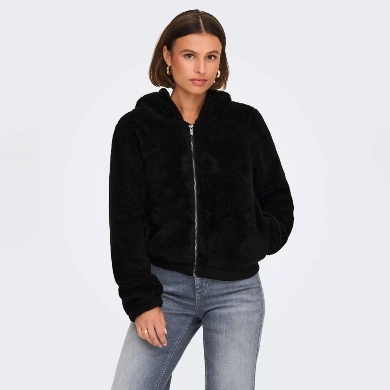 Image of Only Newanna Teddy Jacket Black female 10