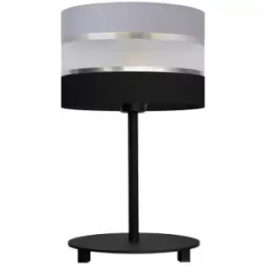 image of Helam Helen Table Lamp With Round Shade Grey, Silver, Black 20cm