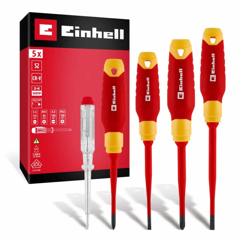 Image of Einhell 5 Piece VDE Insulated Screwdriver set 49370541