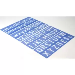 image of Helix H57010 Stencil Set Letters Numbers & Symbols 50mm Upper & Lo...