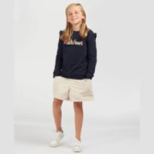 Image of Barbour Girls Otterburn Frill Overlayer Sweatshirt - Navy - XXL (14-15 Years)