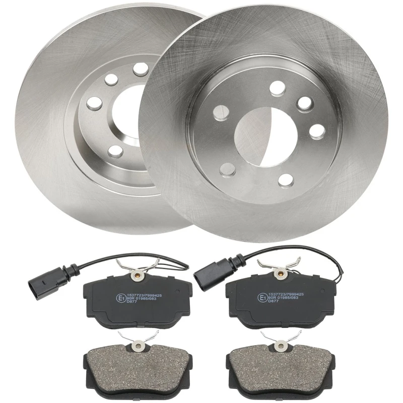 Image of RIDEX 3405B0322 Brake disc and pads set Rear Axle, Brake Disc Type: Solid, incl. wear warning contact, with brake caliper screws Brake Set,disc brake
