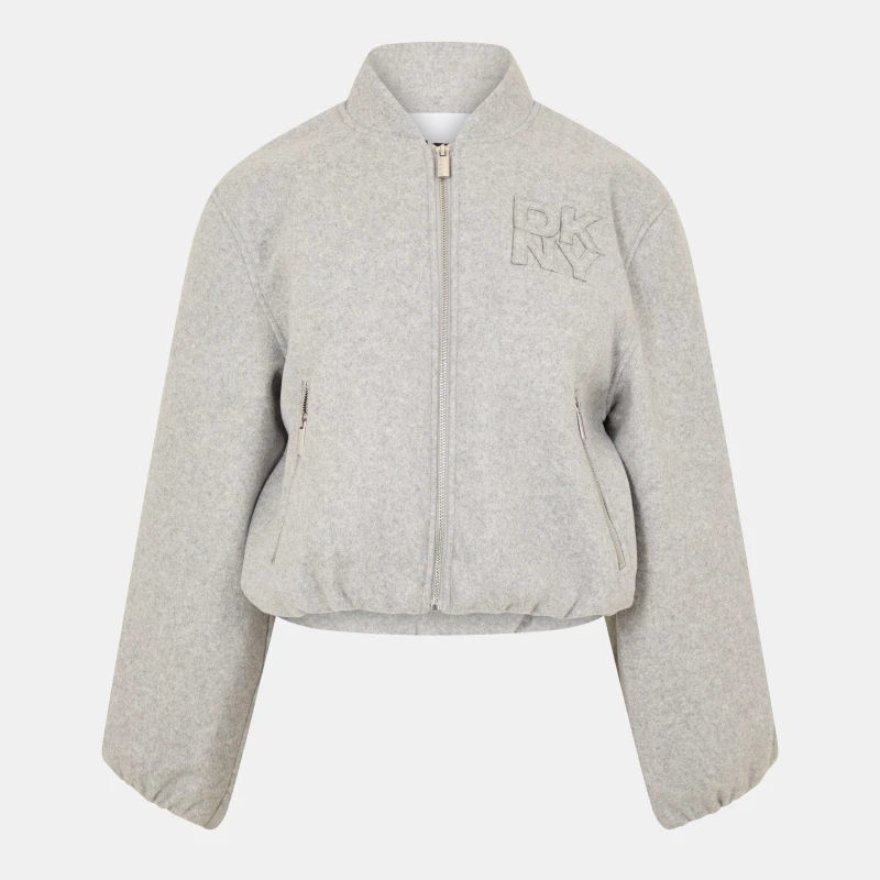 Image of DKNY Womens DKNY Logo Bomber Jacket Grey female 8 (XS)