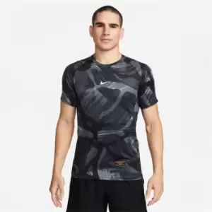 Image of Nike Pro Dri-FIT Mens Short-Sleeve Slim Camo Top - Black