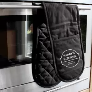 image of Personalised BBQ and Grill Oven Gloves Black