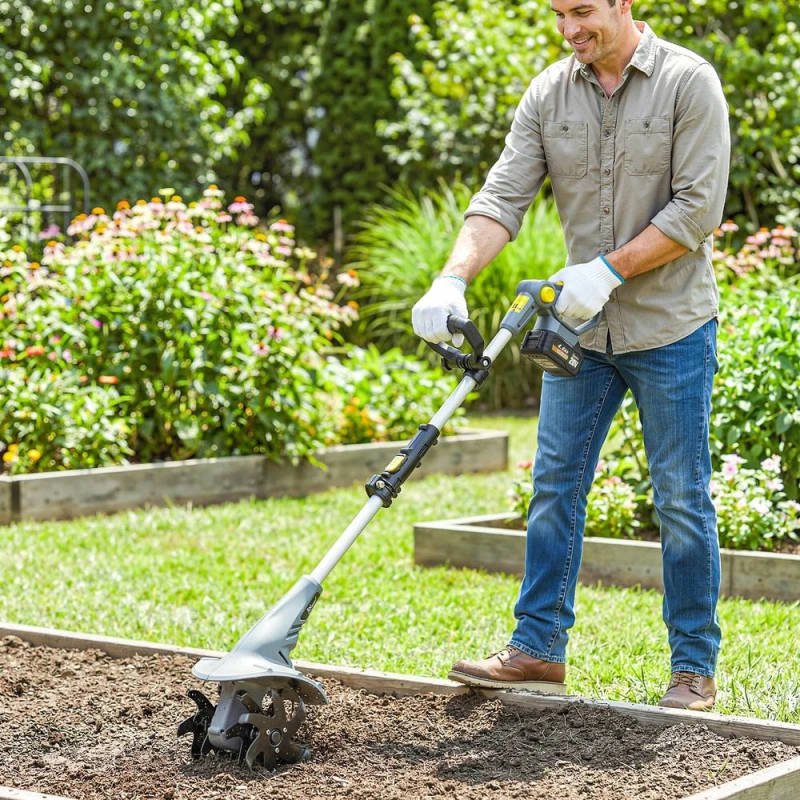 Image of OUTSUNNY Cordless Tiller, 18V Garden Rotavator with 2 x 4Ah Batteries in Grey Grey Unisex