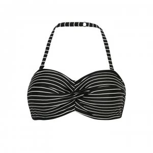 image of Figleaves Tailor Underwired Bandeau Bikini Top - Black/white