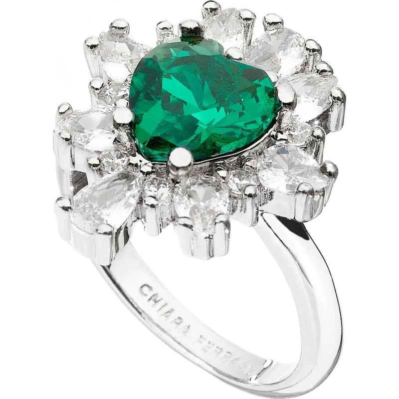 Image of Chiara Ferragni Womens Emerald Metal Band Ring Multi female 10