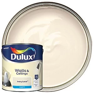 Image of Dulux Walls & Ceilings Ivory Lace Matt Emulsion Paint 2.5L