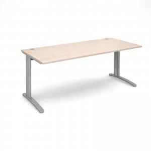 image of TR10 Straight Desk 1800mm x 800mm - Silver Frame maple Top