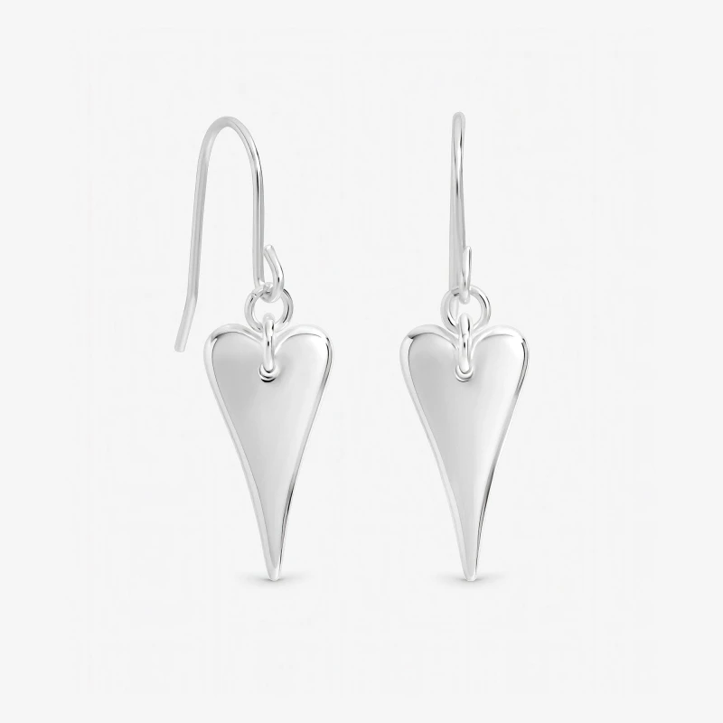 Image of Inicio Sterling Silver Plated Heart Fishhook Earrings Drop Earrings One Size Silver 73785711000