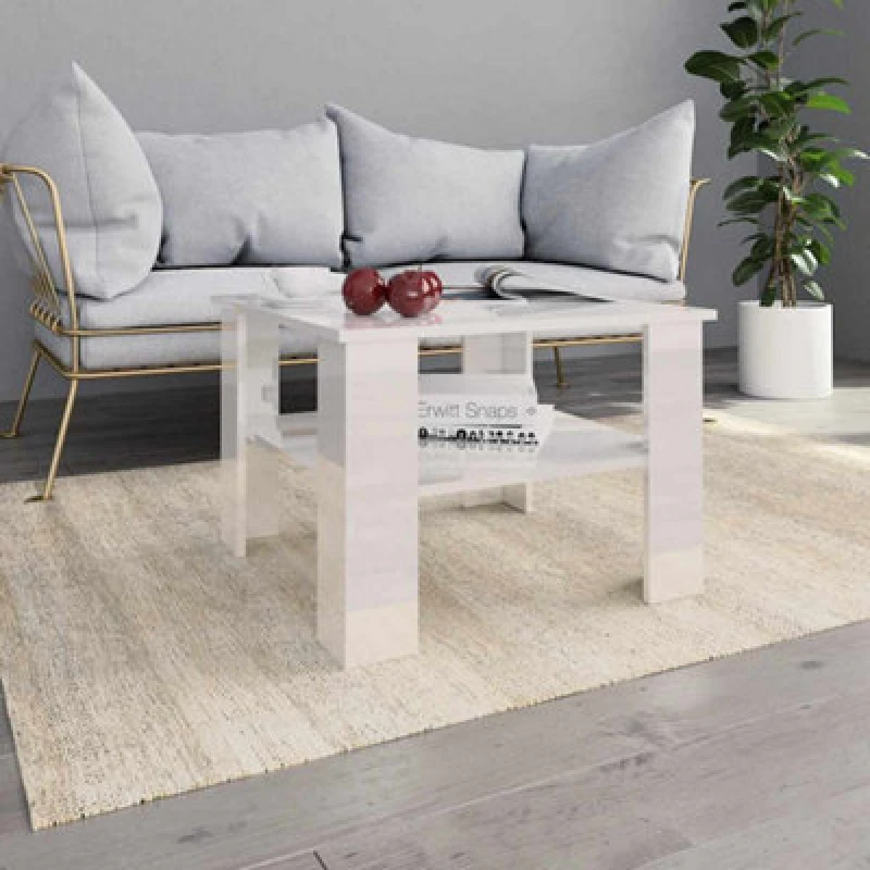 Image of vidaXL Coffee Table High Gloss White Engineered Wood Dining Telephone Table