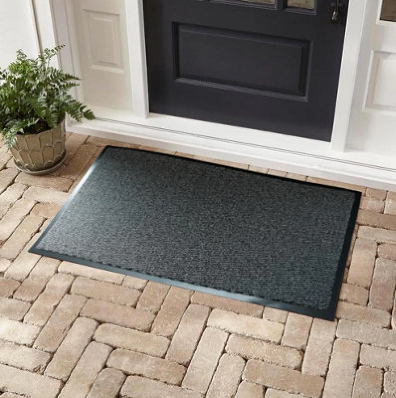 Image of Door Mats Hallway Runners Non Slip Outdoor Indoor-Kitchen Floor Mats Rubber Back Dirt Trapper Silver Grey 50X80 Cm