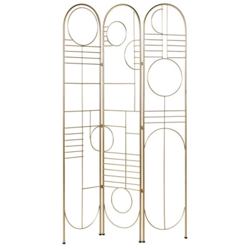 Image of Beliani 3 Panel Room Divider Turania Gold 100 Cm 170 Cm