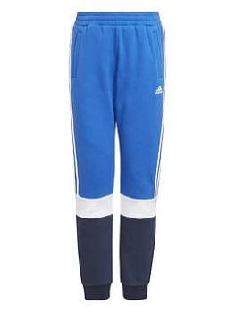 image of adidas Junior Boys Fleece Cuffed Pant - Blue/Navy, Blue/Navy, Size 3-4 Years