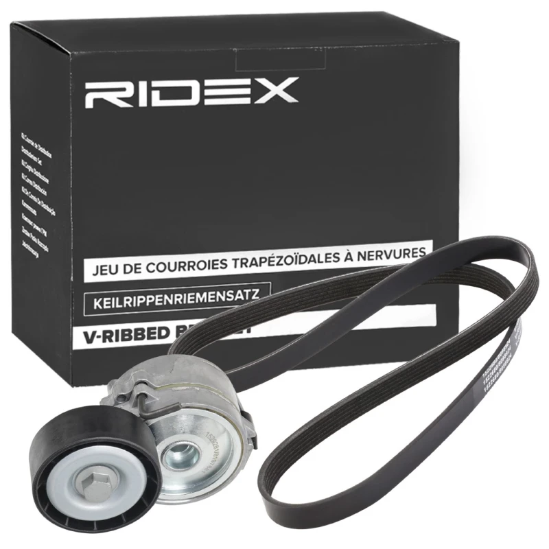 Image of RIDEX 542R0784 V-ribbed belt set Check alternator freewheel clutch & replace if necessary V-Ribbed Belt Set (542)