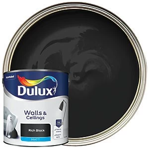 Image of Dulux Walls & Ceilings Rich Black Matt Emulsion Paint 2.5L