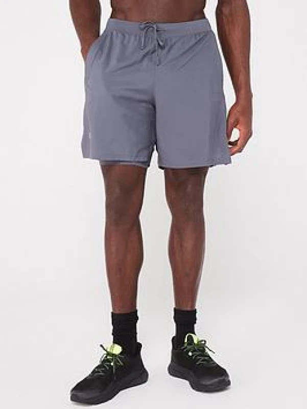 Image of Under Armour Mens UA Launch Run 2-in-1 Shorts Performance Shorts S Grey 45222402350