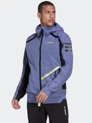 image of adidas Terrex Utilitas Rain Jacket, Green/Black Size M Men