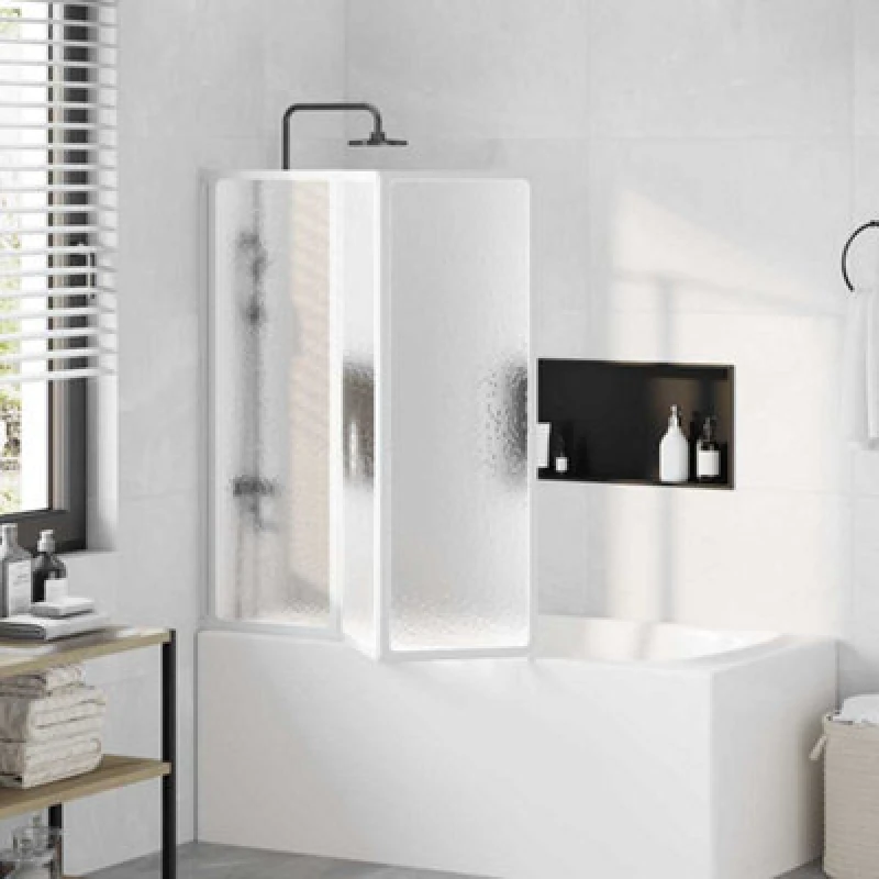 Image of Vidaxl Shower Bath Screen Wall 141 X 132cm 3 Panels Foldable