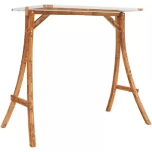 Image of Vidaxl - Swing Frame with Cream Roof Solid Bent Wood with Teak Finish Brown