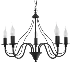 image of Minerwa 5 Light Multi Arm Chandelier Black, E14