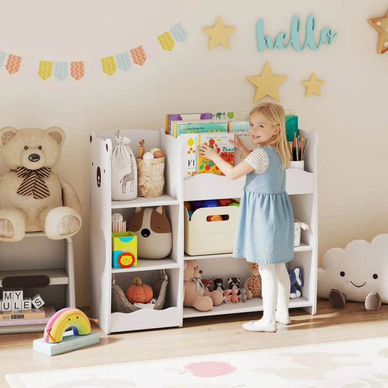 Image of AIYAPLAY kids Toy storage unit, three tier Kids Bookshelf for Nursery, White White Unisex