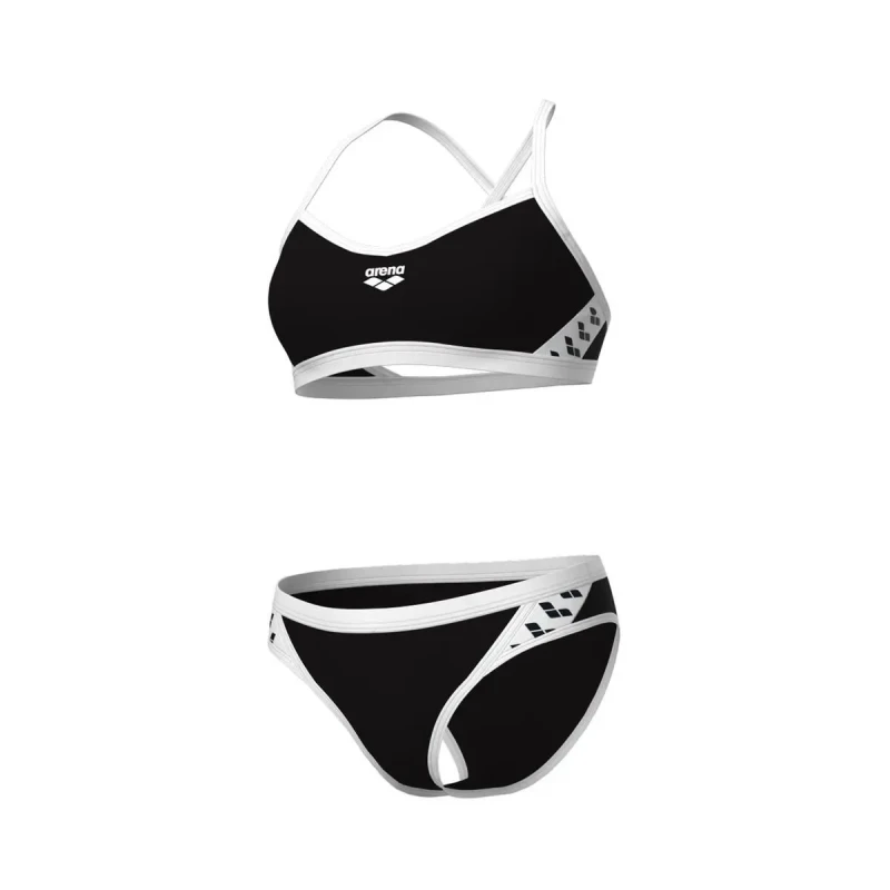 Image of Solid cross-back two Piece swimsuit For Her Arena Icons Noir Female 36