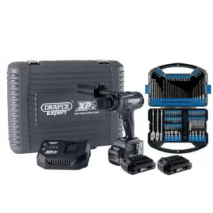 Image of Draper 93076 XP20 Combi Drill 135Nm 3x 2Ah Batt Charger + Drill Bit Kit 101pc