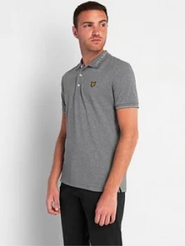 Lyle & Scott Branded Collar Polo Shirt - Mid Grey Marl