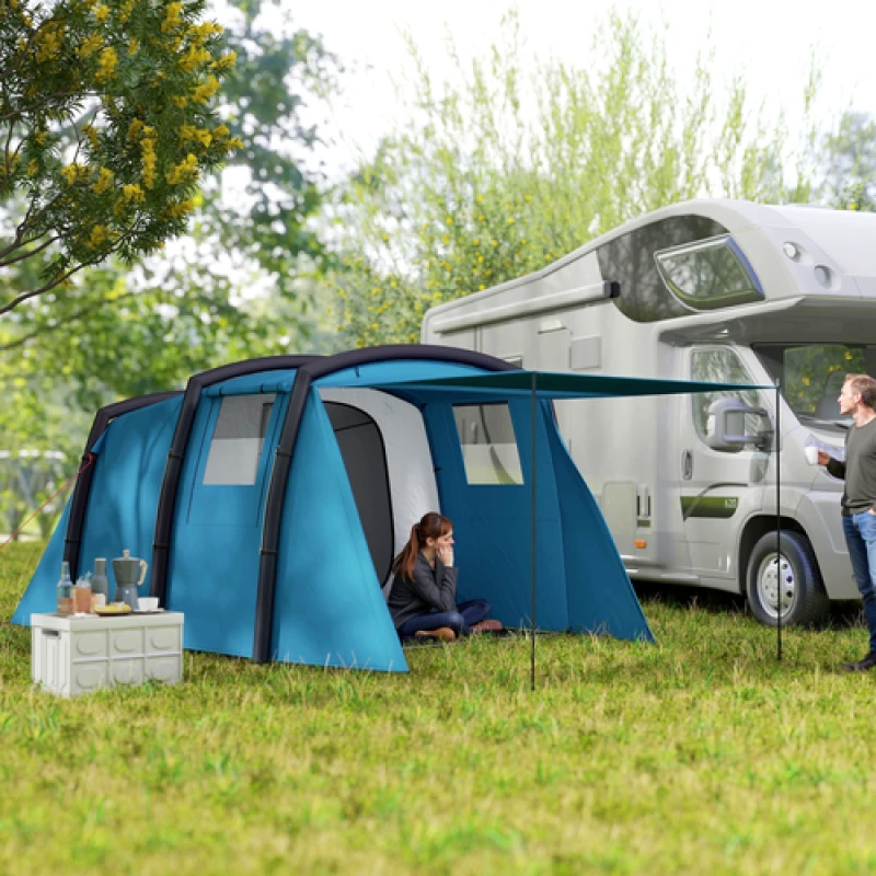 Image of Outsunny Outsunny Inflatable 3-4 Man Tunnel Tent w/ Air Pump, Living Area - Green