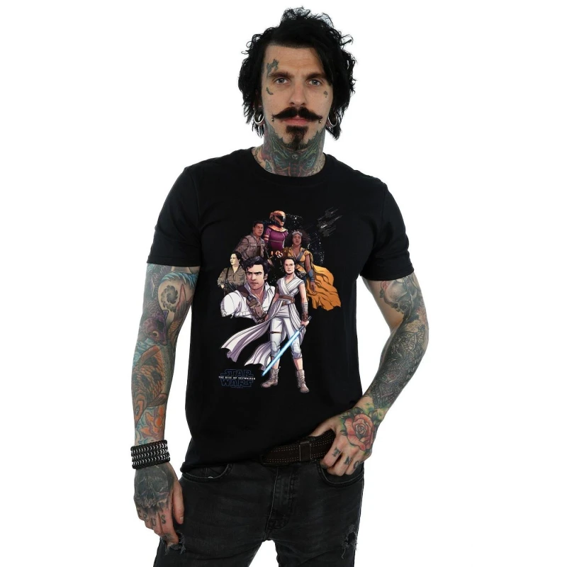 Image of Disney Men Star Wars The Rise Of Skywalker Resistance Illustration T-Shirt in Black Size: Small Black S Male 5059400146431