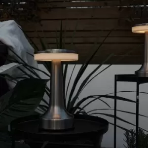 Image of Talence Brushed Chrome Battery Operated LED Indoor and Outdoor Recharg