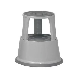 image of 5 Star Facilities Step Stool Mobile Spring loaded Castors Max 150KG Top D290xH430xBase D435mm 5KG Grey